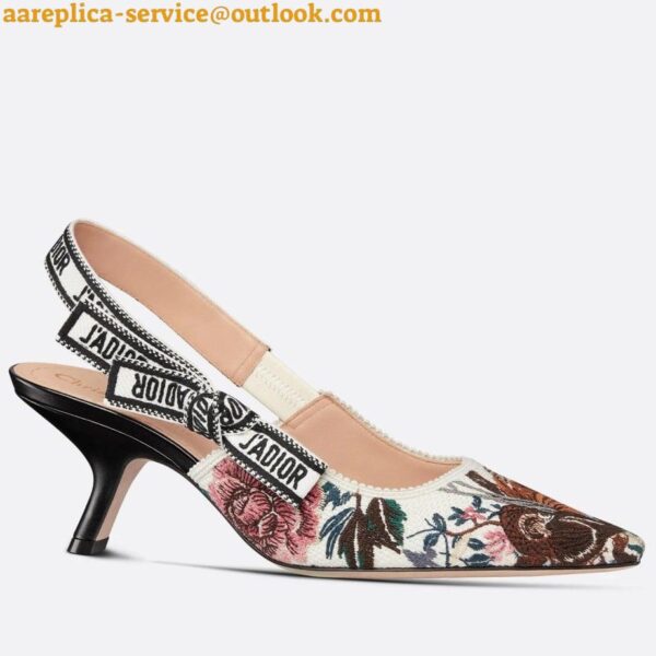 Replica Dior J'Adior Slingback Pumps 65mm In Jardin d'Hiver Embroidered Cotton 5