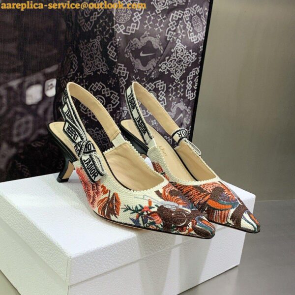 Replica Dior J'Adior Slingback Pumps 65mm In Jardin d'Hiver Embroidered Cotton 6