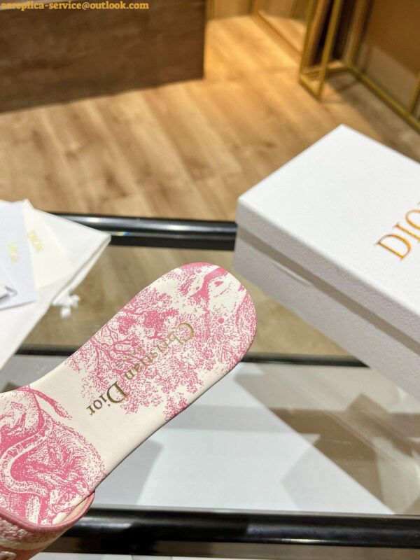 Replica Dior Dioriviera Dway Slides in Coral Toile de Jouy Sauvage Cotton 6