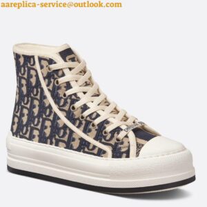 Replica Dior Walk'n'Dior High-top Platform Sneakers In Blue Oblique Embroidered Cotton 2