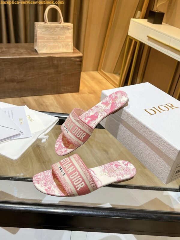 Replica Dior Dioriviera Dway Slides in Coral Toile de Jouy Sauvage Cotton 10