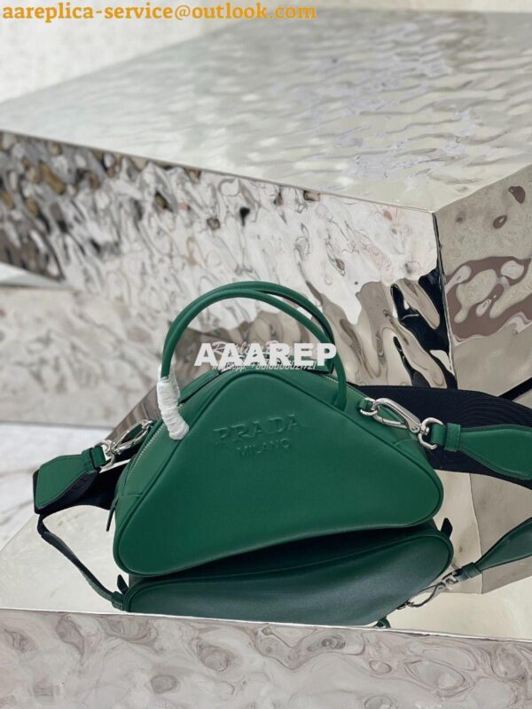 Replica Prada Leather Triangle bag 1BB082 Green 4