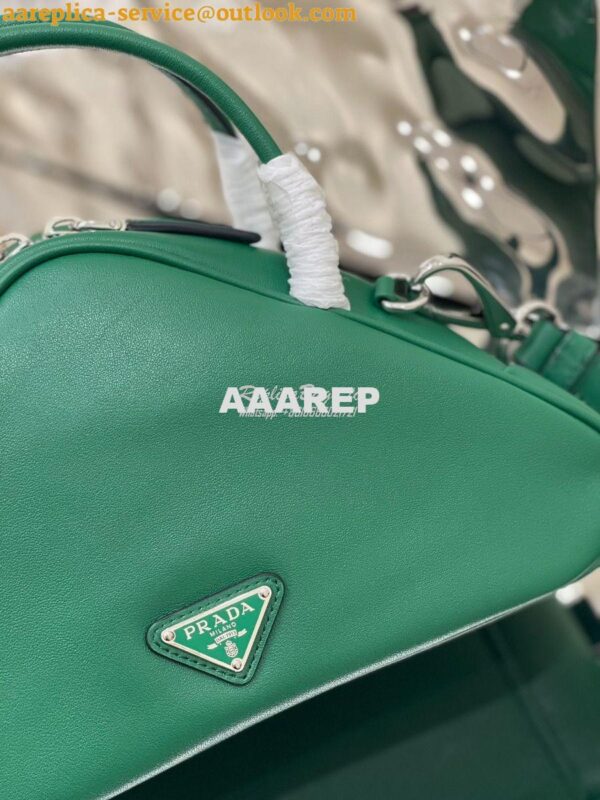 Replica Prada Leather Triangle bag 1BB082 Green 5