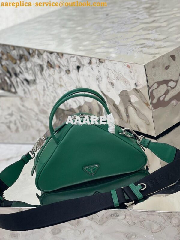 Replica Prada Leather Triangle bag 1BB082 Green 6