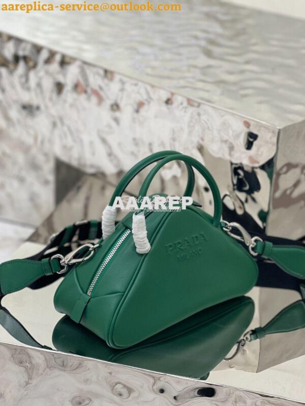 Replica Prada Leather Triangle bag 1BB082 Green 7