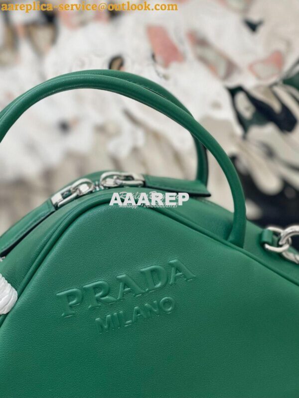 Replica Prada Leather Triangle bag 1BB082 Green 8