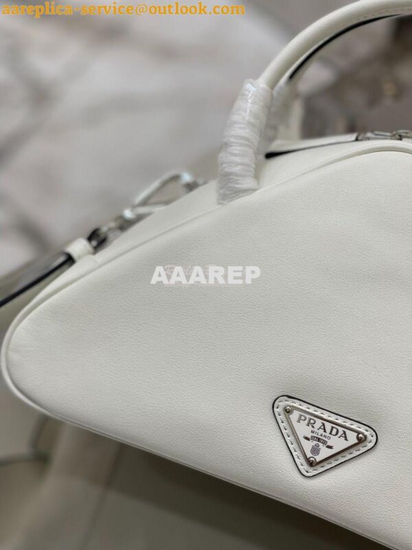 Replica Prada Leather Triangle bag 1BB082 White 6