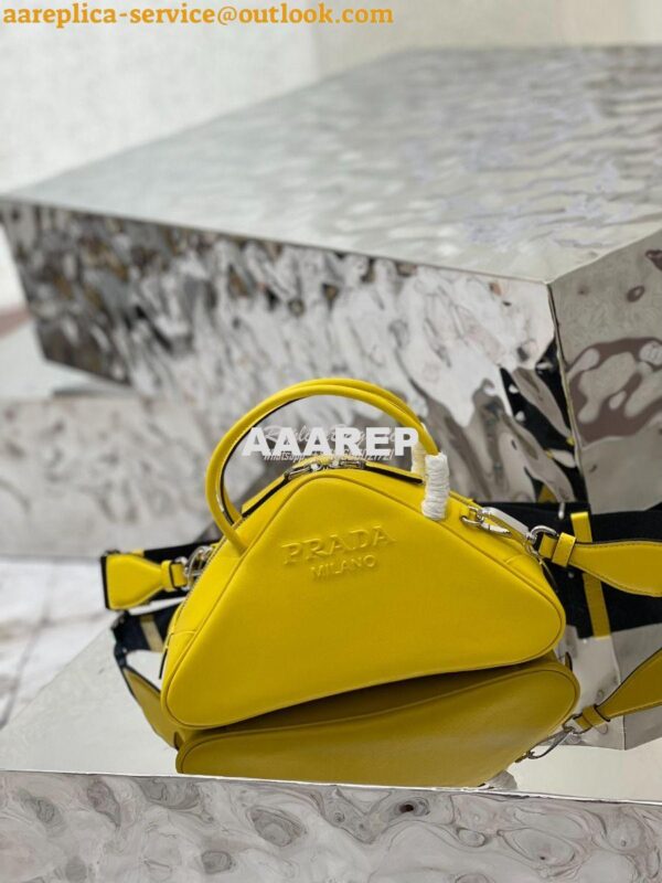 Replica Prada Leather Triangle bag 1BB082 Yellow 3