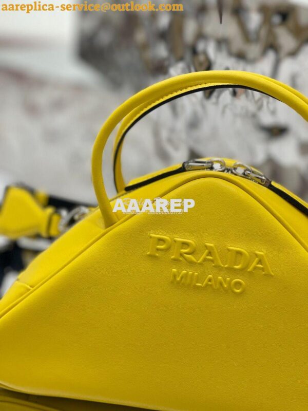 Replica Prada Leather Triangle bag 1BB082 Yellow 5