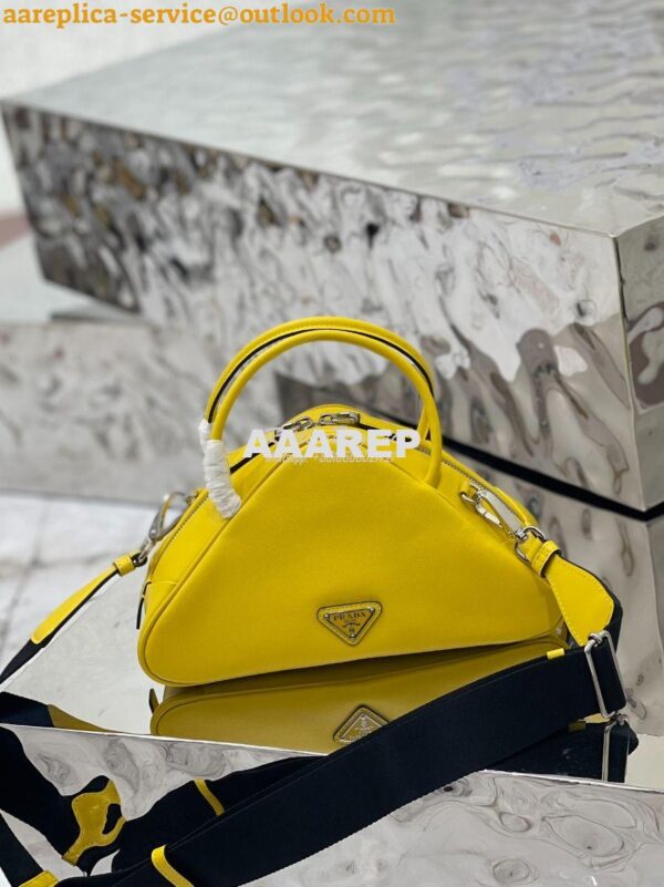 Replica Prada Leather Triangle bag 1BB082 Yellow 6