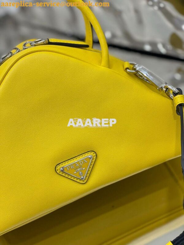 Replica Prada Leather Triangle bag 1BB082 Yellow 7