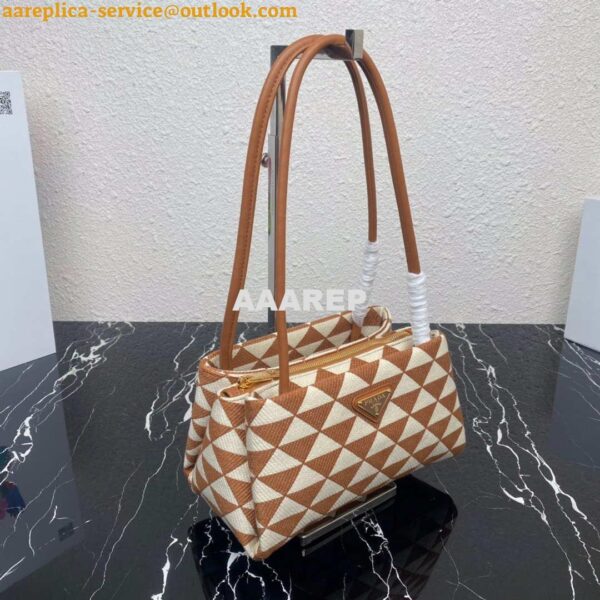 Replica Prada 1BA368 From The Runway Small embroidered fabric Prada Symbole bag Beige and Orange 3