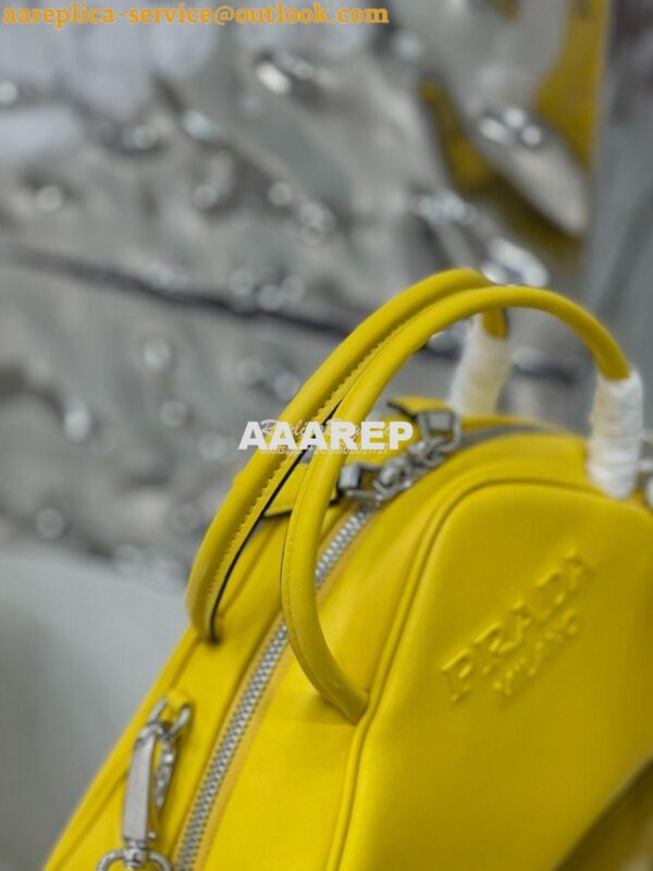 Replica Prada Leather Triangle bag 1BB082 Yellow 9