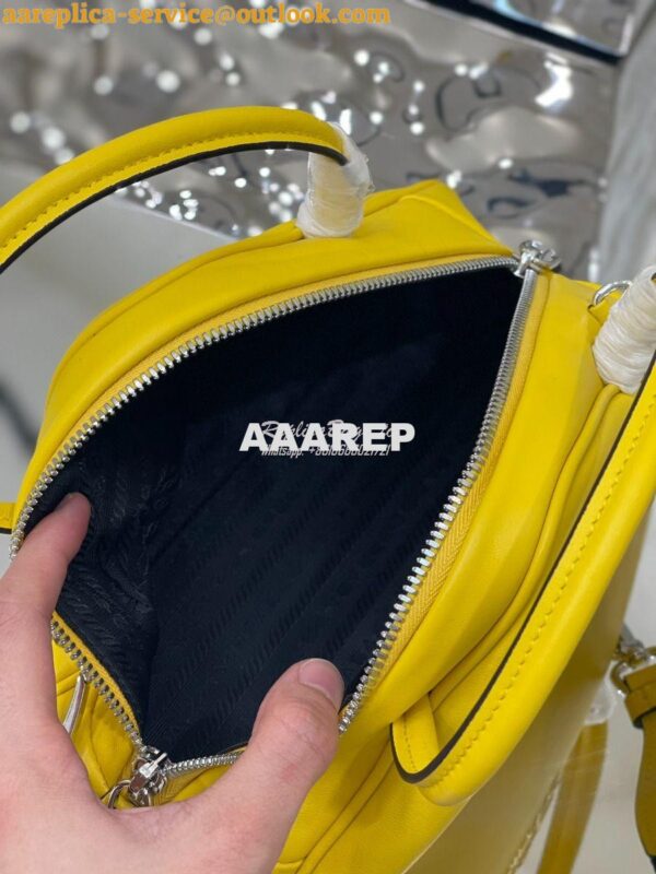 Replica Prada Leather Triangle bag 1BB082 Yellow 13