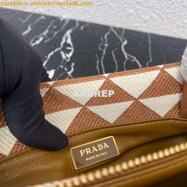 Replica Prada 1BA368 From The Runway Small embroidered fabric Prada Symbole bag Beige and Orange 9