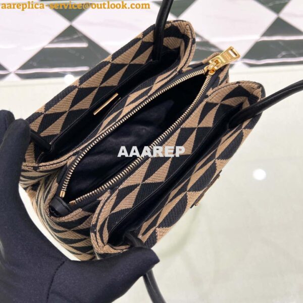 Replica Prada 1BA368 From The Runway Small embroidered fabric Prada Symbole bag Black and Beige 9