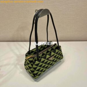 Replica Prada 1BA368 From The Runway Small embroidered fabric Prada Symbole bag Black Ivy Green 2