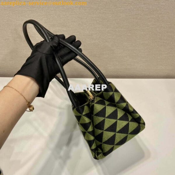 Replica Prada 1BA368 From The Runway Small embroidered fabric Prada Symbole bag Black Ivy Green 7