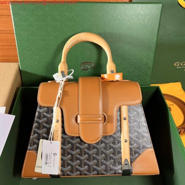 Replica Goyard Sac Saigon Pm Bag BPMLTY07CL07P Black with Brown 3