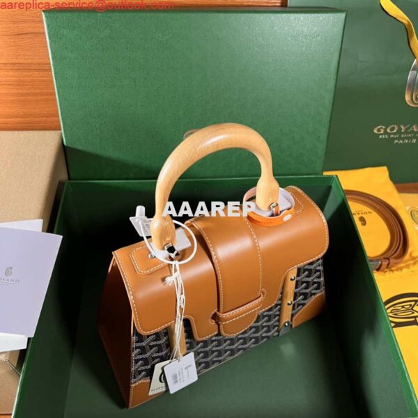 Replica Goyard Sac Saigon Pm Bag BPMLTY07CL07P Black with Brown 5