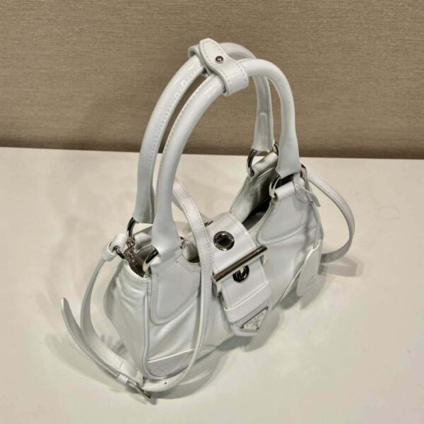 Replica Prada 1BA368 Moon padded patent leather bag White 3