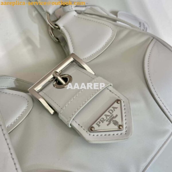 Replica Prada 1BA368 Moon padded patent leather bag White 6