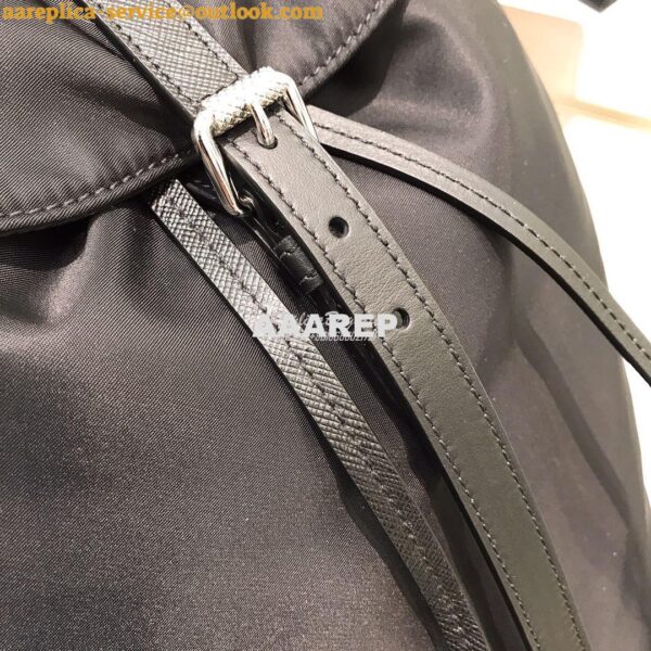 Replica Prada Nylon and Saffiano leather backpack 1BZ064 Black 8