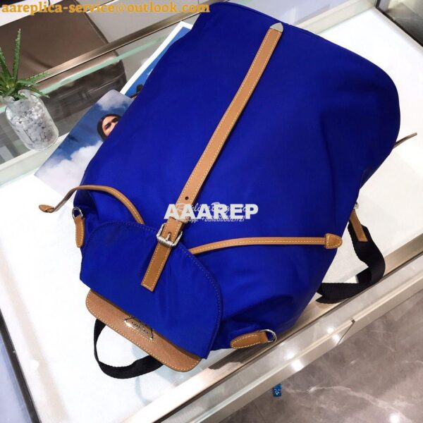 Replica Prada Nylon and Saffiano leather backpack 1BZ064 Blue Caramel 6