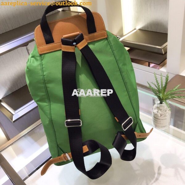 Replica Prada Nylon and Saffiano leather backpack 1BZ064 Green Caramel 5