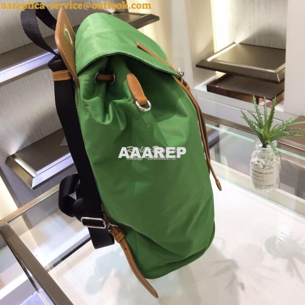 Replica Prada Nylon and Saffiano leather backpack 1BZ064 Green Caramel 6