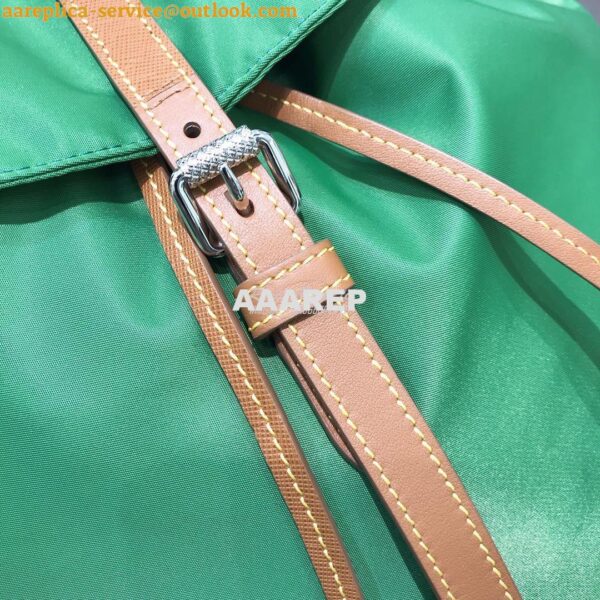 Replica Prada Nylon and Saffiano leather backpack 1BZ064 Green Caramel 9