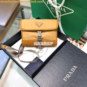 Replica Prada Nylon and Saffiano Leather Cellphone Case 2ZH108 Caramel