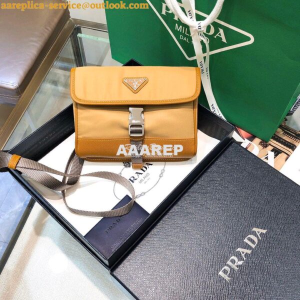 Replica Prada Nylon and Saffiano Leather Cellphone Case 2ZH108 Caramel 3