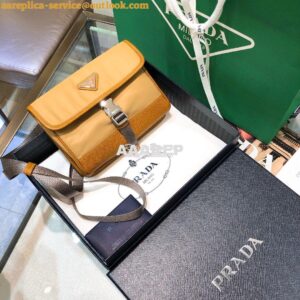 Replica Prada Nylon and Saffiano Leather Cellphone Case 2ZH108 Caramel 2