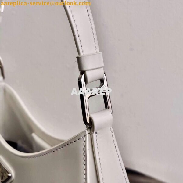 Replica Prada 1BC156 Prada Cleo Brushed Leather Shoulder Bag White 5