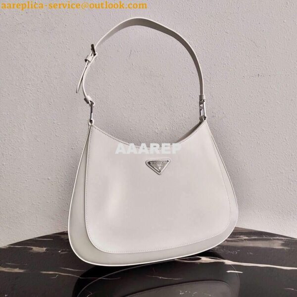 Replica Prada 1BC156 Prada Cleo Brushed Leather Shoulder Bag White 6