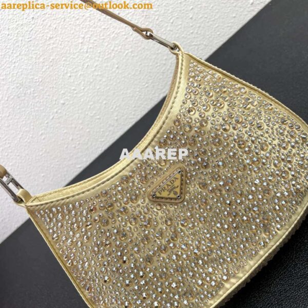 Replica Prada 1BC169 Prada Cleo satin bag with appliqués Gold 3