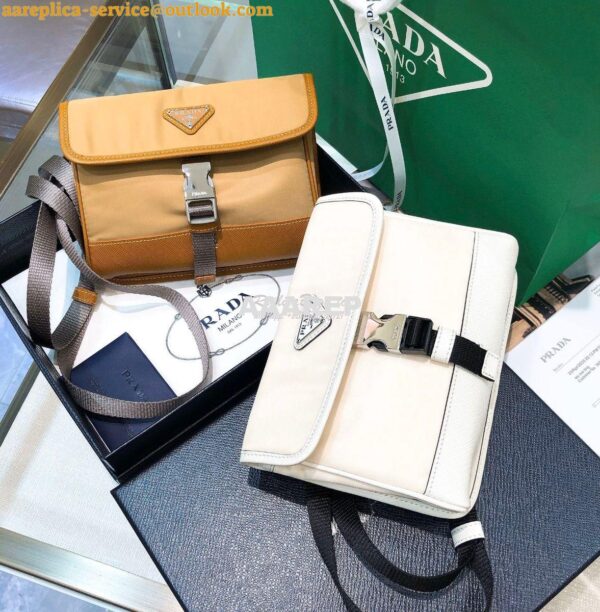 Replica Prada Nylon and Saffiano Leather Cellphone Case 2ZH108 White 3