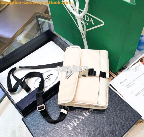 Replica Prada Nylon and Saffiano Leather Cellphone Case 2ZH108 White 7