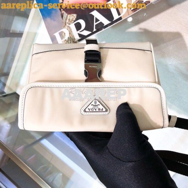 Replica Prada Nylon and Saffiano Leather Cellphone Case 2ZH108 White 10