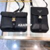 Replica Prada Nylon and Saffiano Leather Cellphone Case 2ZH109 Black C 2