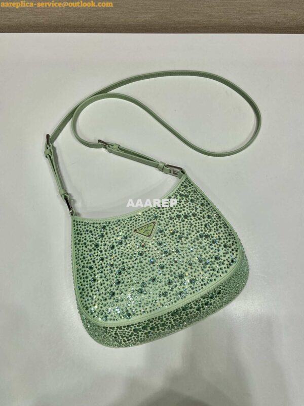 Replica Prada 1BC169 Prada Cleo satin bag with appliqués Green 2