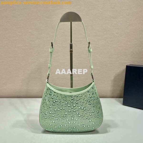 Replica Prada 1BC169 Prada Cleo satin bag with appliqués Green 3