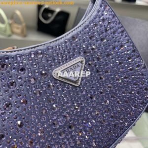 Replica Prada 1BC169 Prada Cleo satin bag with appliqués Purple 2