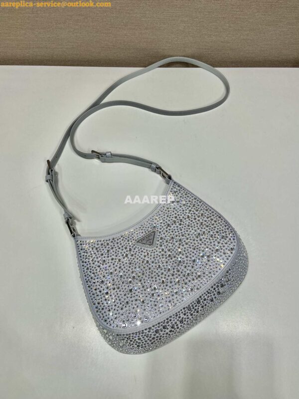 Replica Prada 1BC169 Prada Cleo satin bag with appliqués White 10