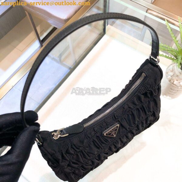 Replica Prada Nylon And Saffiano Leather Mini Bag 1NE204 Black 6