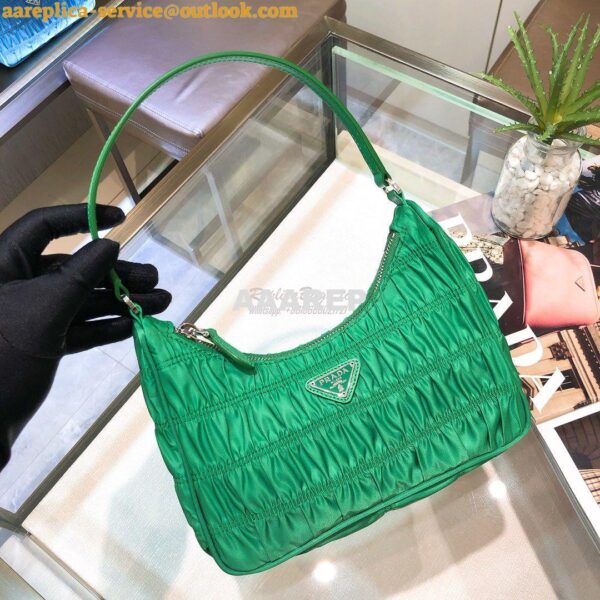 Replica Prada Nylon And Saffiano Leather Mini Bag 1NE204 Green 5