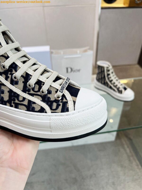 Replica Dior Walk'n'Dior High-top Platform Sneakers In Blue Oblique Embroidered Cotton 7
