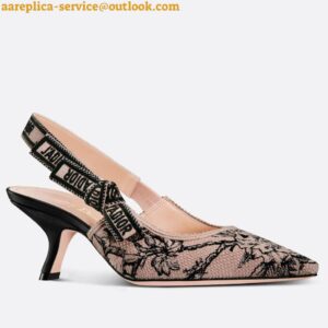 Replica Dior J'Adior Slingback Pumps 65mm In Nude Jardin Botanique Embroidery Cotton