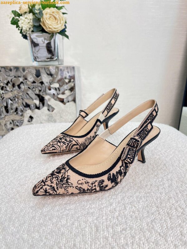 Replica Dior J'Adior Slingback Pumps 65mm In Nude Jardin Botanique Embroidery Cotton 5